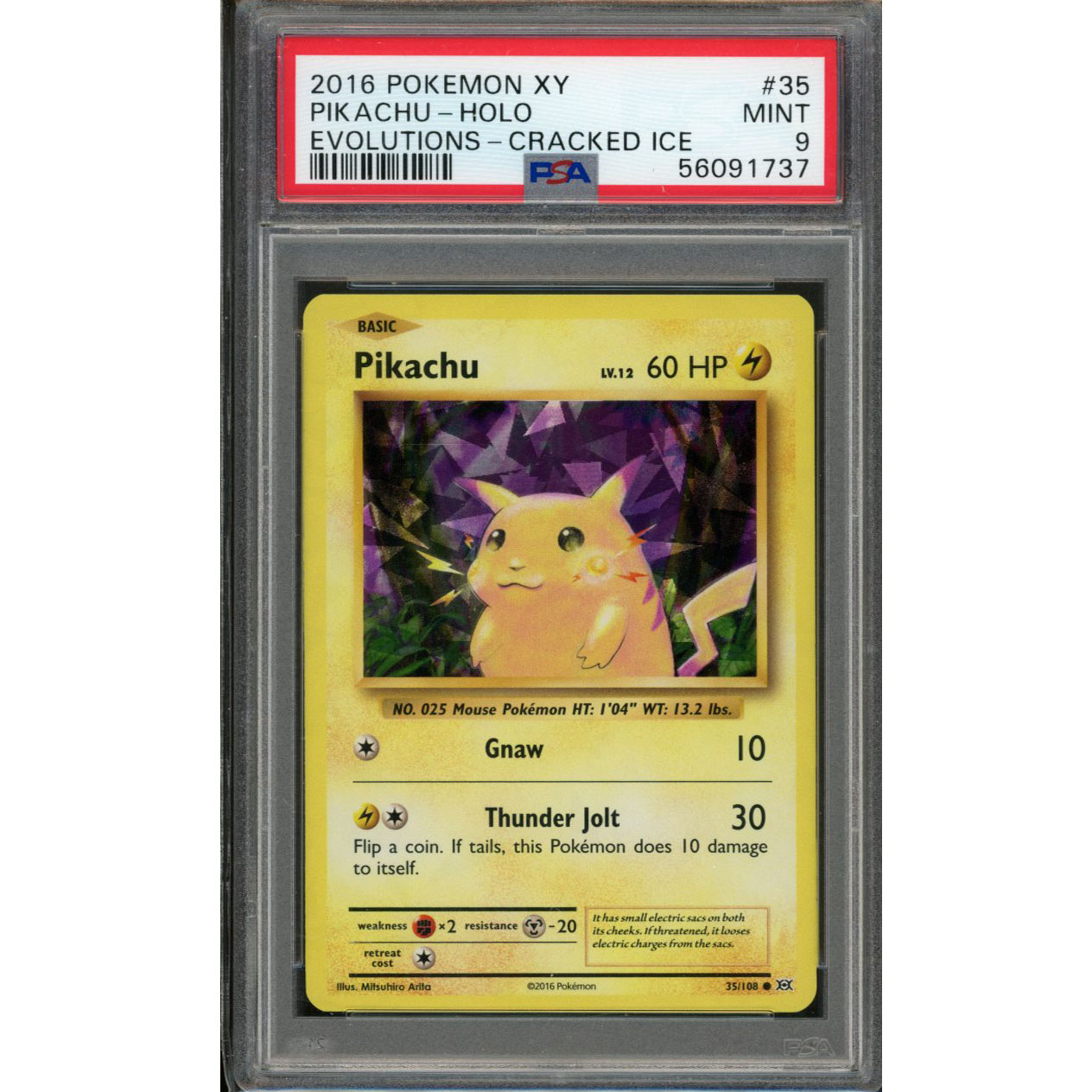 2016 Pokemon XY Evolutions Pikachu #35 Cracked Ice Holo PSA 9 | Real ...